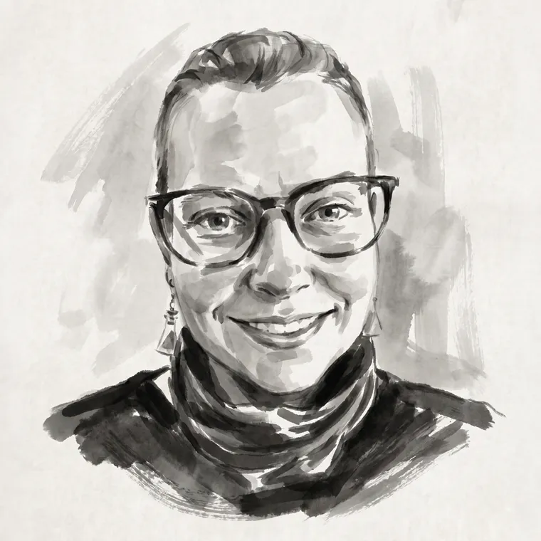 Ink portrait of Carmen Ghirardi